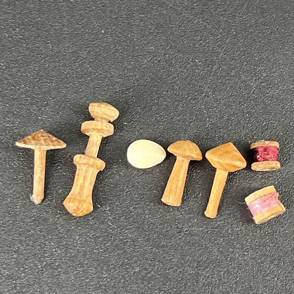 Dollhouse Miniature M Hunt Smoke Bush Wood Lidded Mushroom Jars New Zealand Set - Picture 15 of 16